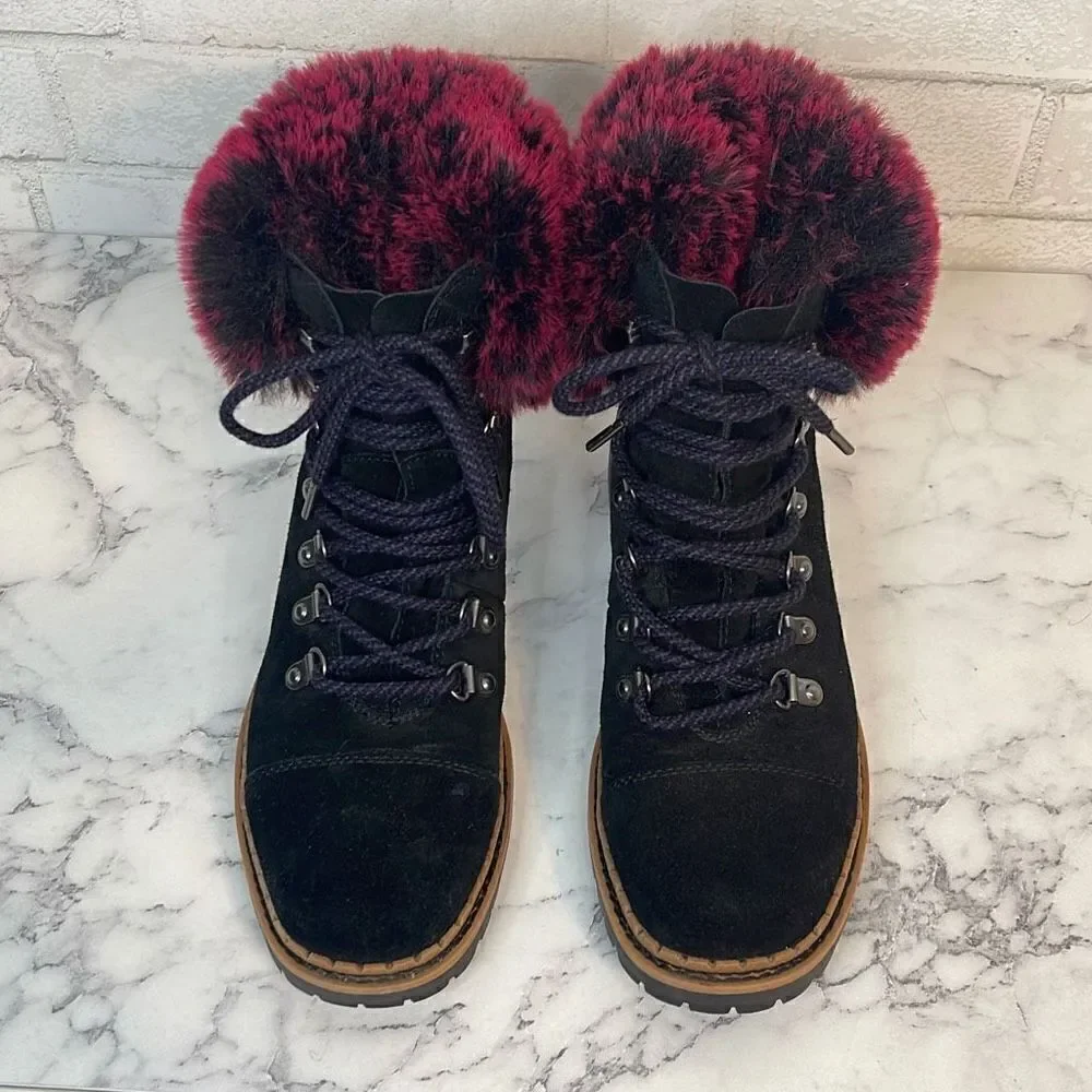Sam Edelman Black Bowen Suede Hiking Boots 6